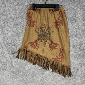 Vintage Y2K Skirt Medium Western Boho Fringe Indie Hippie Festival Coachella USA